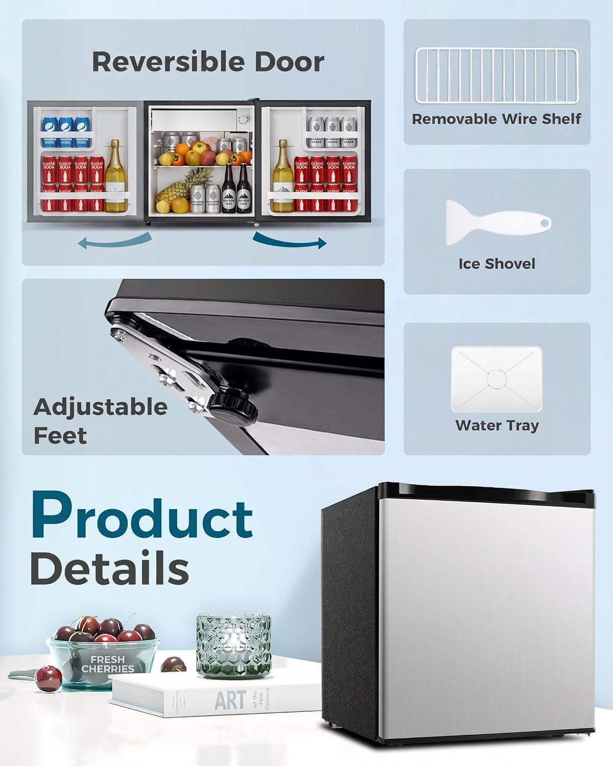 Feelfunn Mini Fridge with Freezer