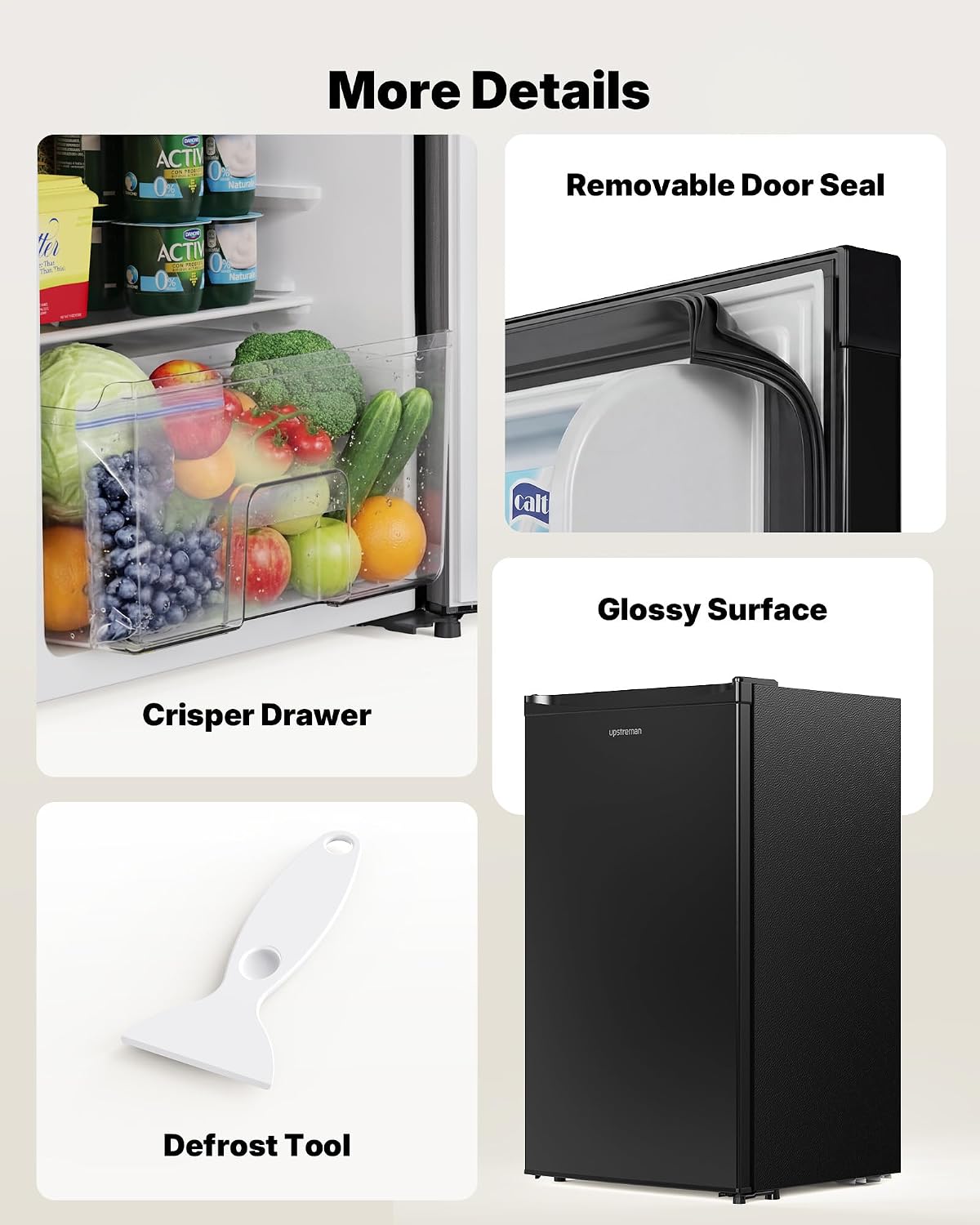 Upstreman 3.2 Cu.Ft Mini Fridge BR321