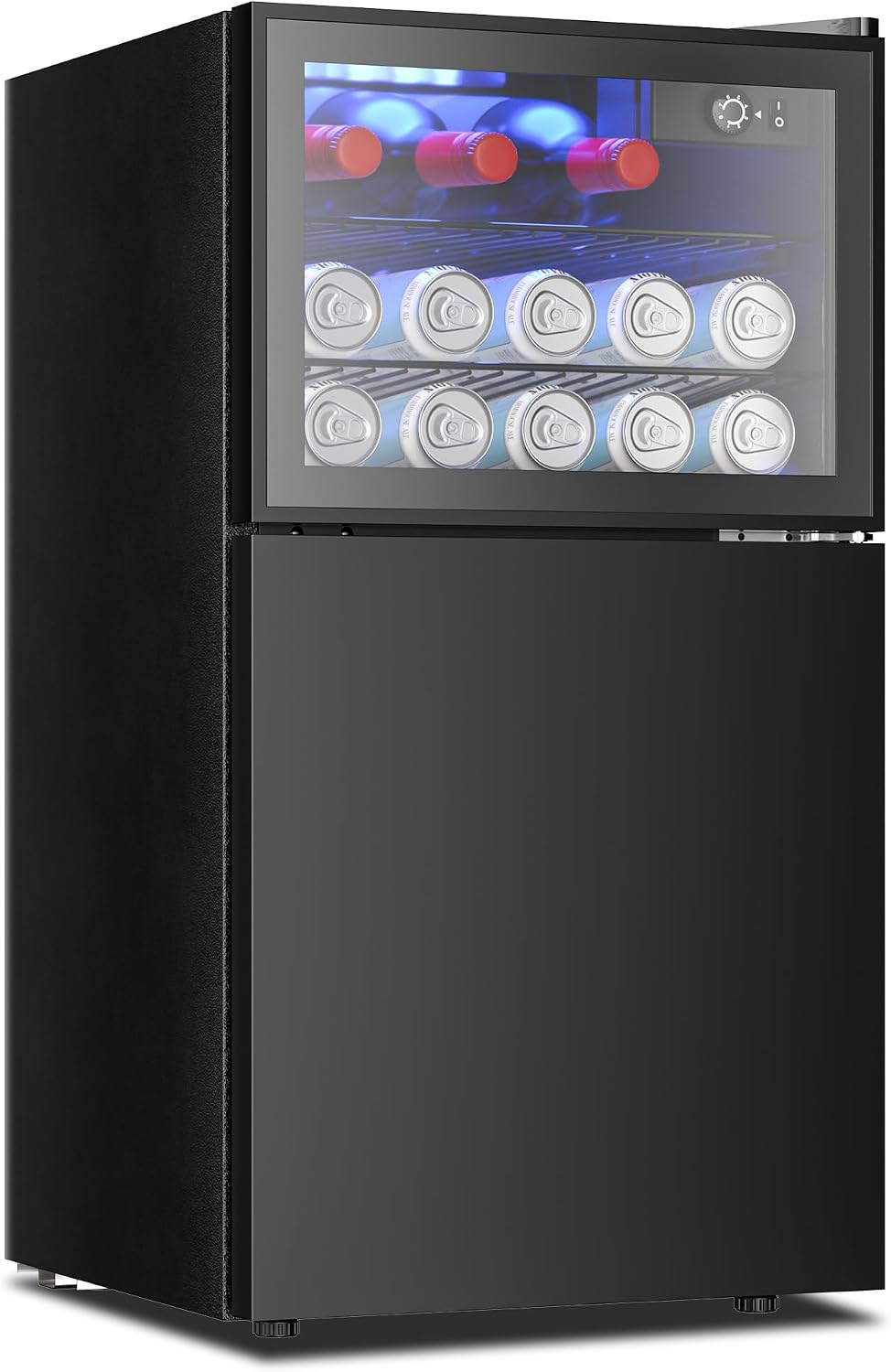 EUHOMY Beverage Refrigerator / Mini Fridge with Glass Door