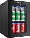 EUHOMY Beverage Refrigerator / Mini Fridge with Glass Door