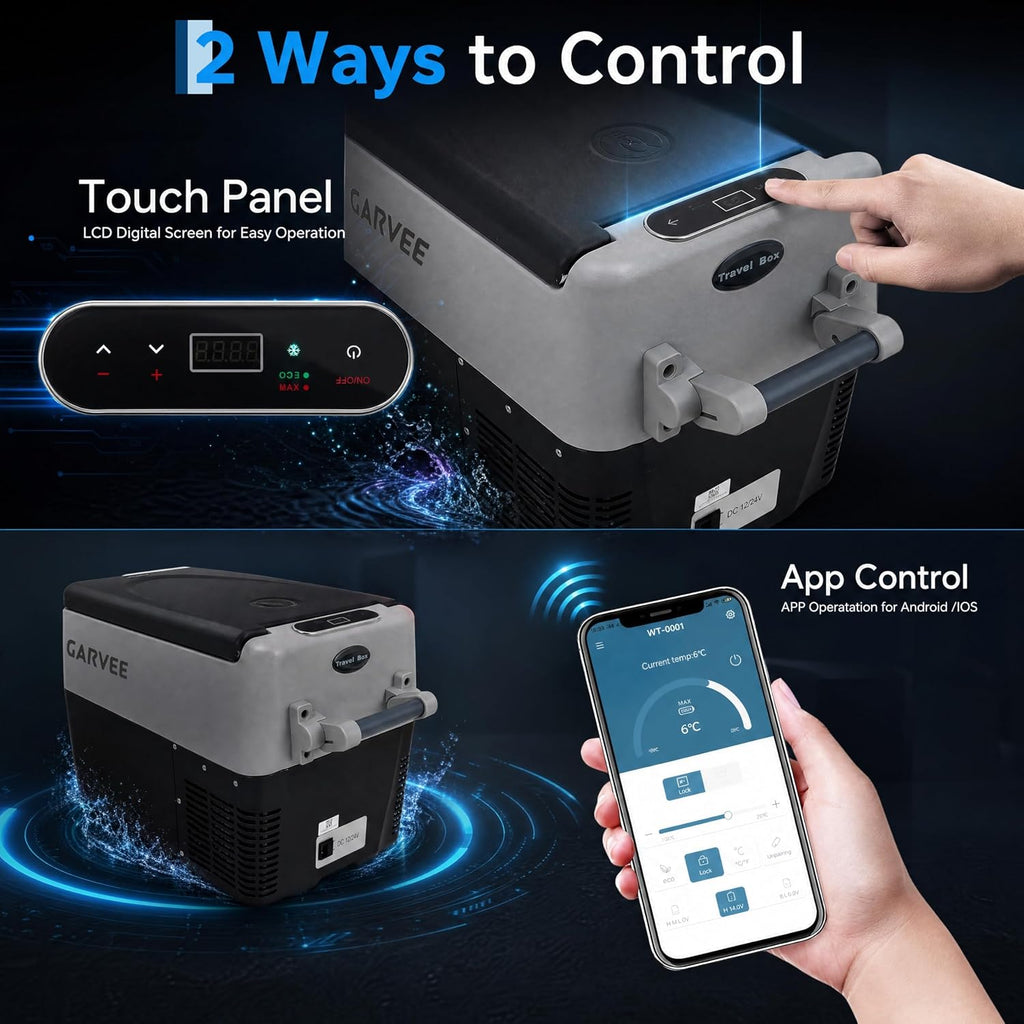 32QT 12V Dual Zone Car Fridge Freezer Portable AC/DC APP Control
