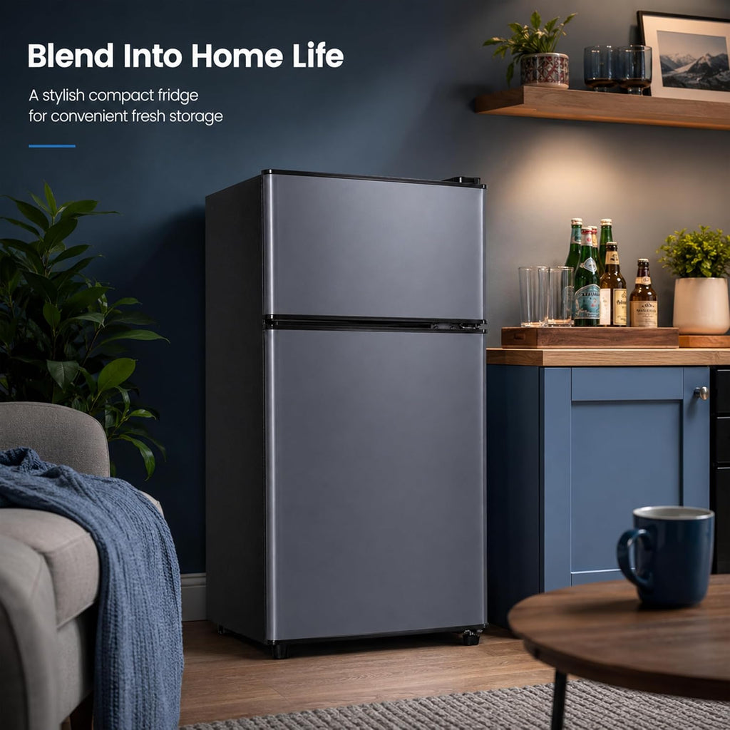 WINRIZZ 3.2 Cu.Ft Mini Fridge with Freezer – 2-Door Compact Refrigerator