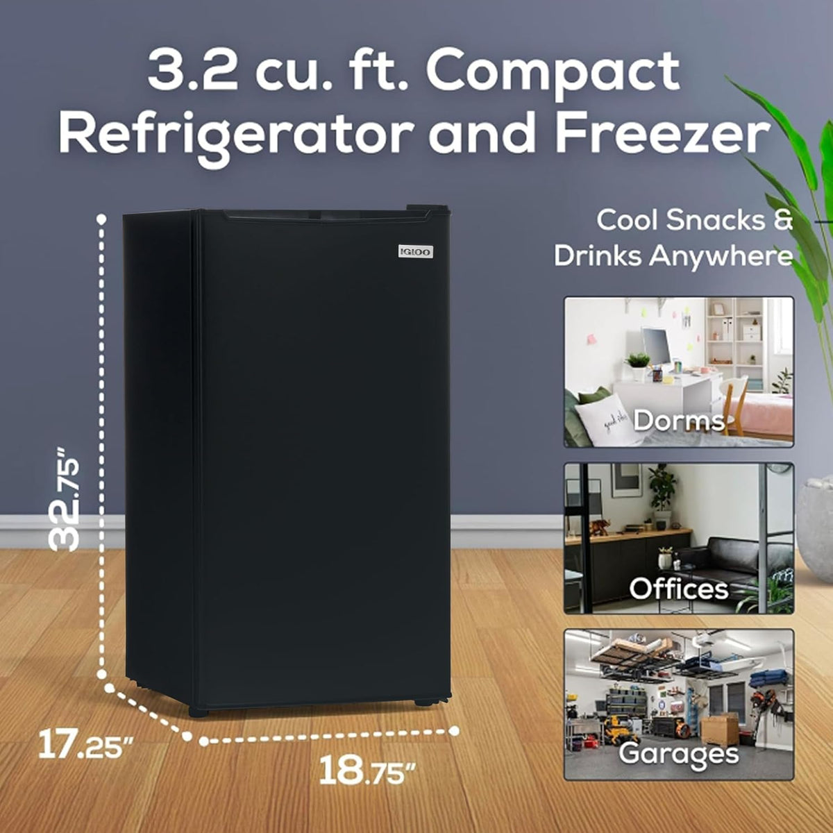 Igloo Compact Mini Refrigerator with Freezer