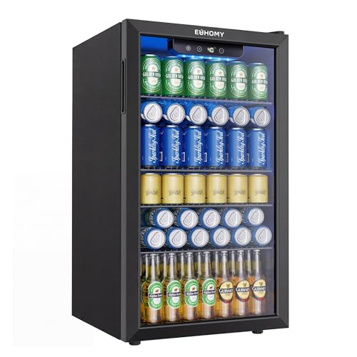 EUHOMY 130 Can 3.2 Cu.Ft Beverage Refrigerator - Black